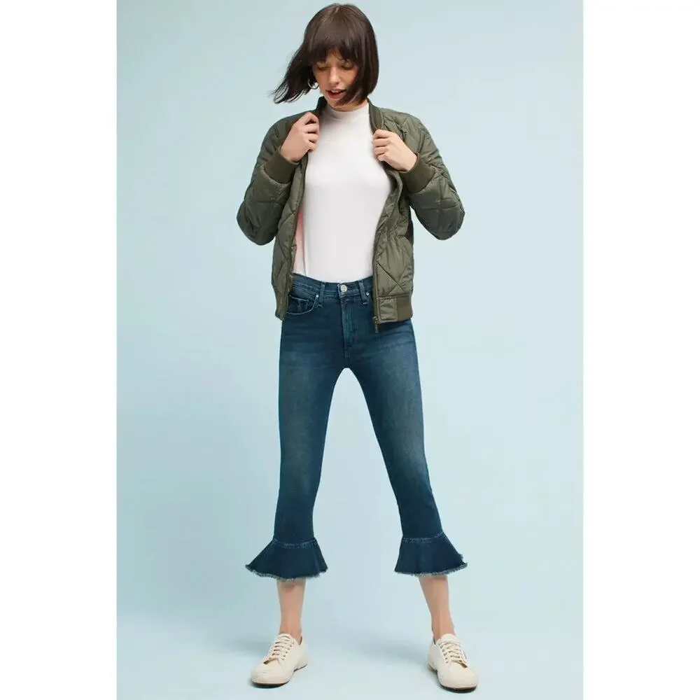 McGuire Denim Bohemia Flounce Cropped Kick Flare‎ Jeans Ruffle Hem Anthropologie